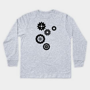 Black graphic gears Kids Long Sleeve T-Shirt